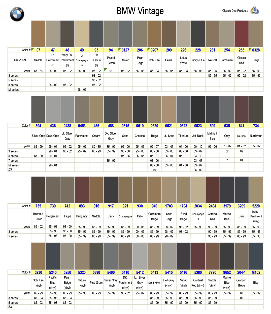 leather color chart