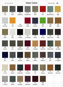 VCC - Velour Color Chart